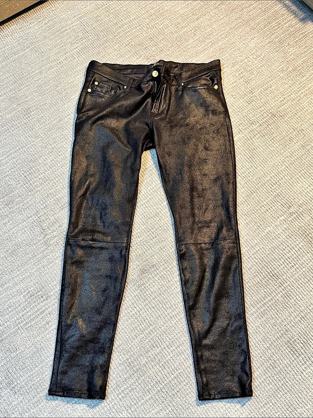 Free People Black Coated Skinny Pants Waist 30